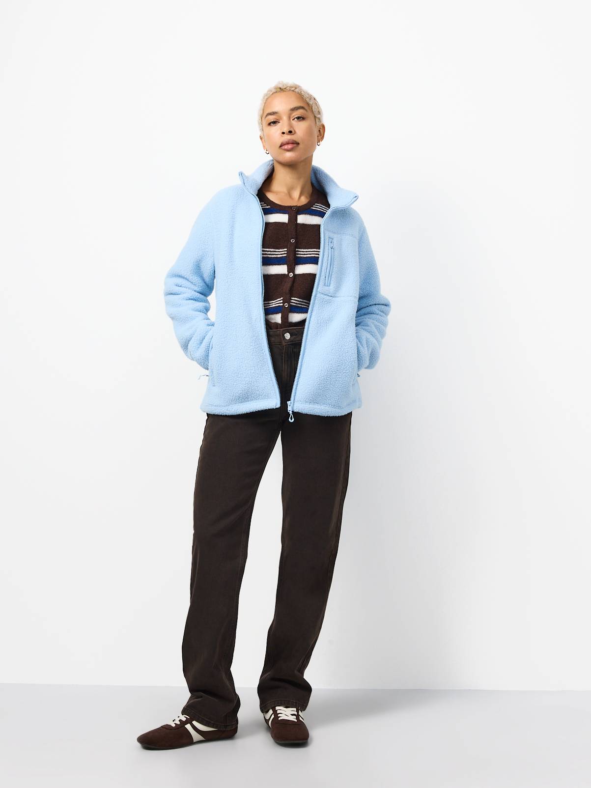 Light Blue Teddy Full Zip Through Fleece S - Image 2